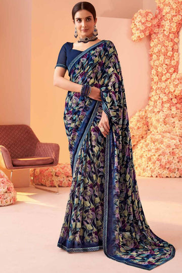 Multicolor Printed Georgette Casual Wear Saree