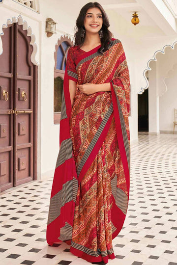 Multicolor Crepe Casual Wear Saree