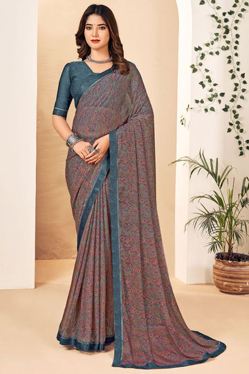 Multicolor Printed Chiffon Casual Wear Saree