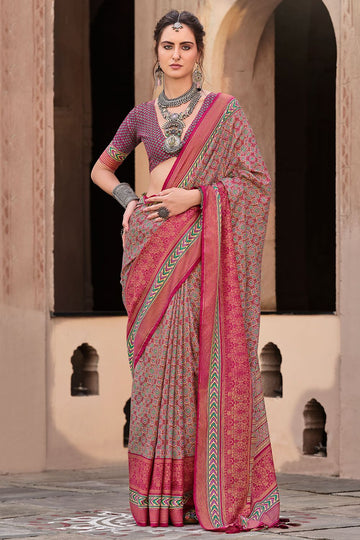 Multicolor Silk Printed Saree for Festival