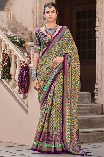 Multicolor Silk Printed Saree for Party