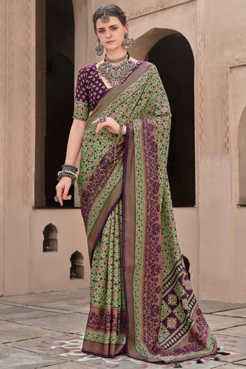 Multicolor Silk Printed Saree for Party