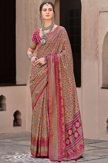 Multicolor Silk Printed Saree for Party