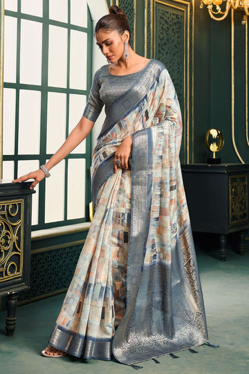 Multicolor Modal Cotton Weaving Work Saree