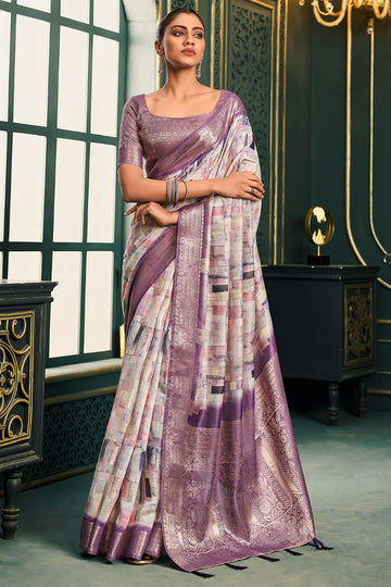 Multicolor Modal Cotton Weaving Work Saree