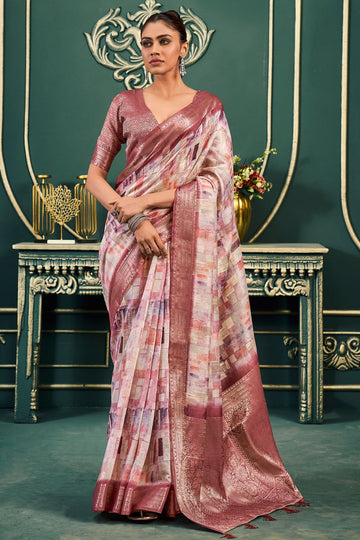 Multicolor Modal Cotton Weaving Work Saree