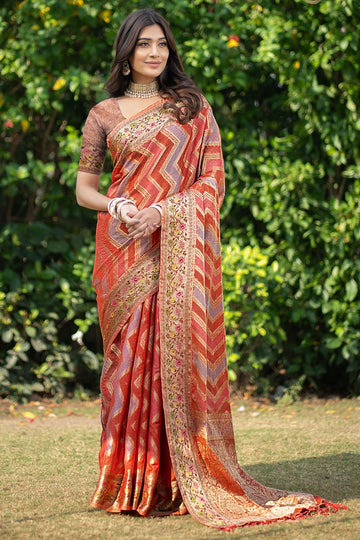 Multicolor Woven Organza Party Wear Saree