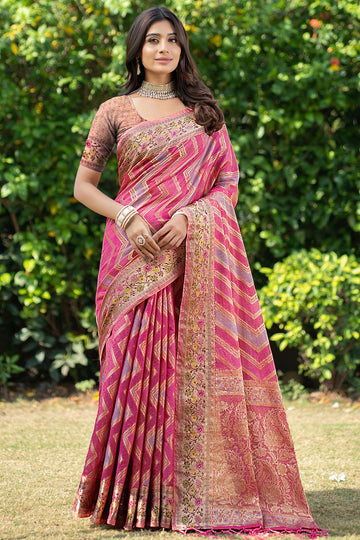 Multicolor Woven Organza Party Wear Saree