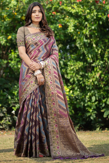 Multicolor Woven Organza Party Wear Saree