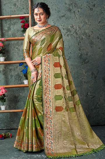 Multicolor Woven Organza Saree for Party