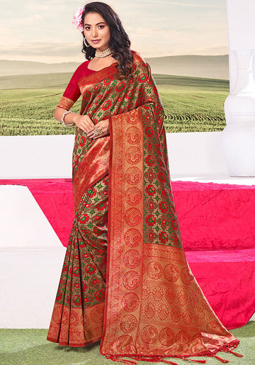 Multicolor Weaving Work Soft Silk Saree