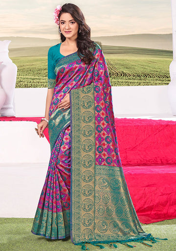 Multicolor Weaving Work Soft Silk Saree