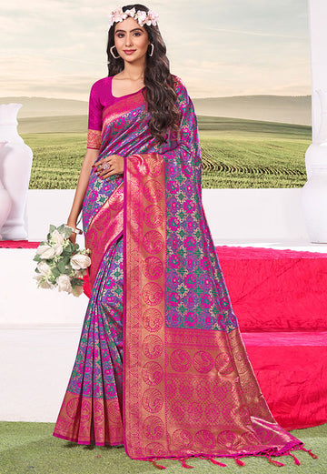 Multicolor Weaving Work Soft Silk Saree