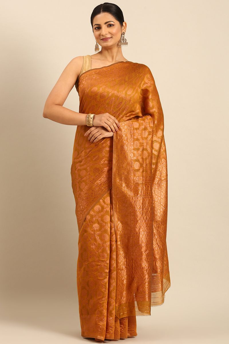 Mustard Jacquard Work Cotton Saree