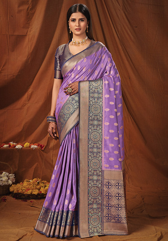 Orchid Woven Silk Saree for Party