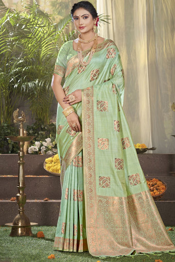 Pastel Green Weaving Work Silk Saree