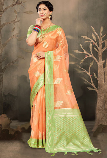 Peach Weaving Kota Cotton Saree