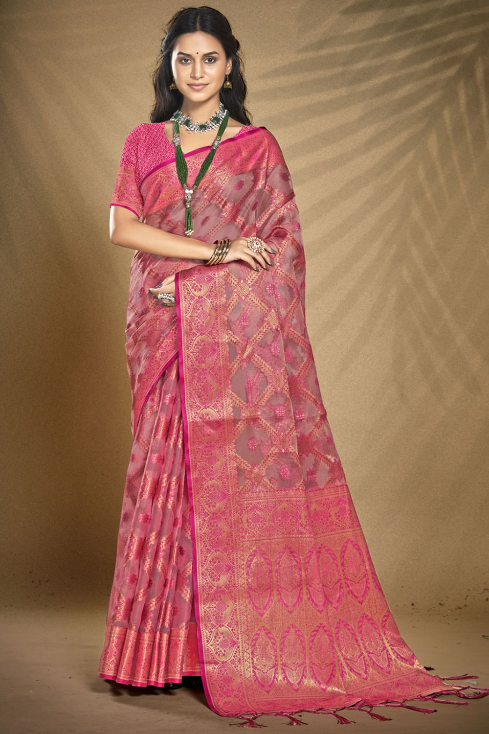 Pink Organza Party Wear Saree