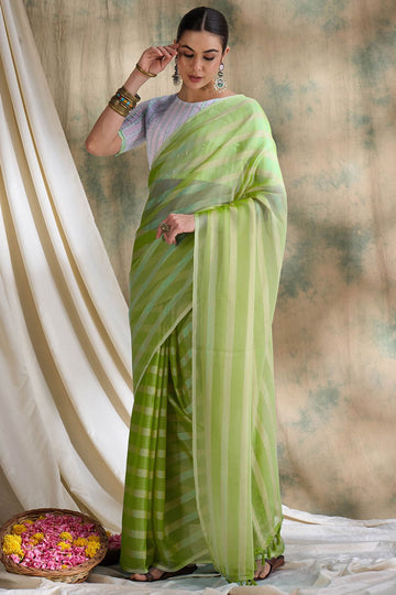 Pista Green Art Silk Saree for Festival