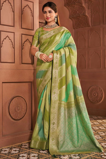 Pistachio Green Soft Silk Saree for Ceremonial