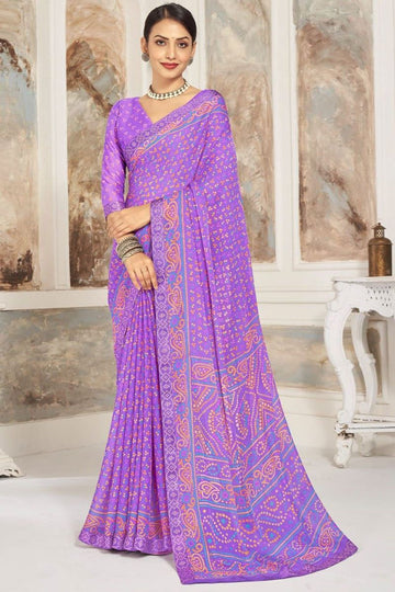 Purple Printed Casual Wear Saree