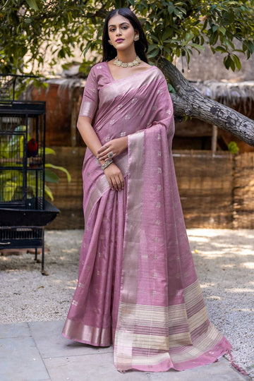 Purple Pure Cotton Zari Woven Party Wear Saree