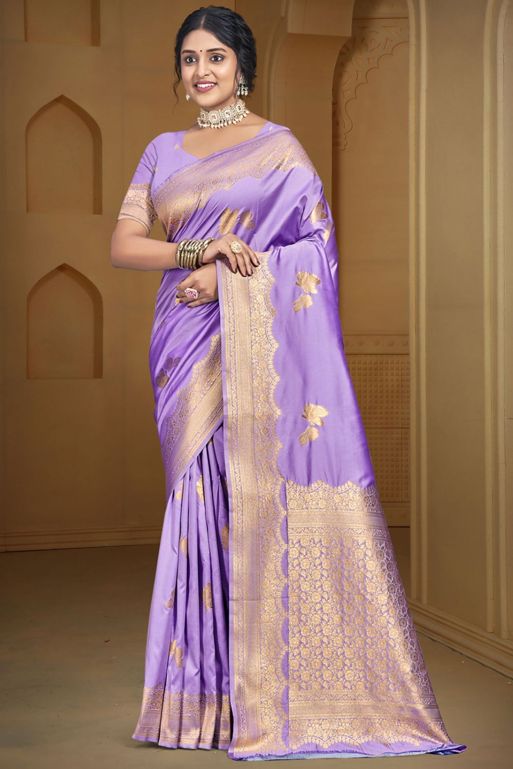 Purple Silk Woven Work Saree