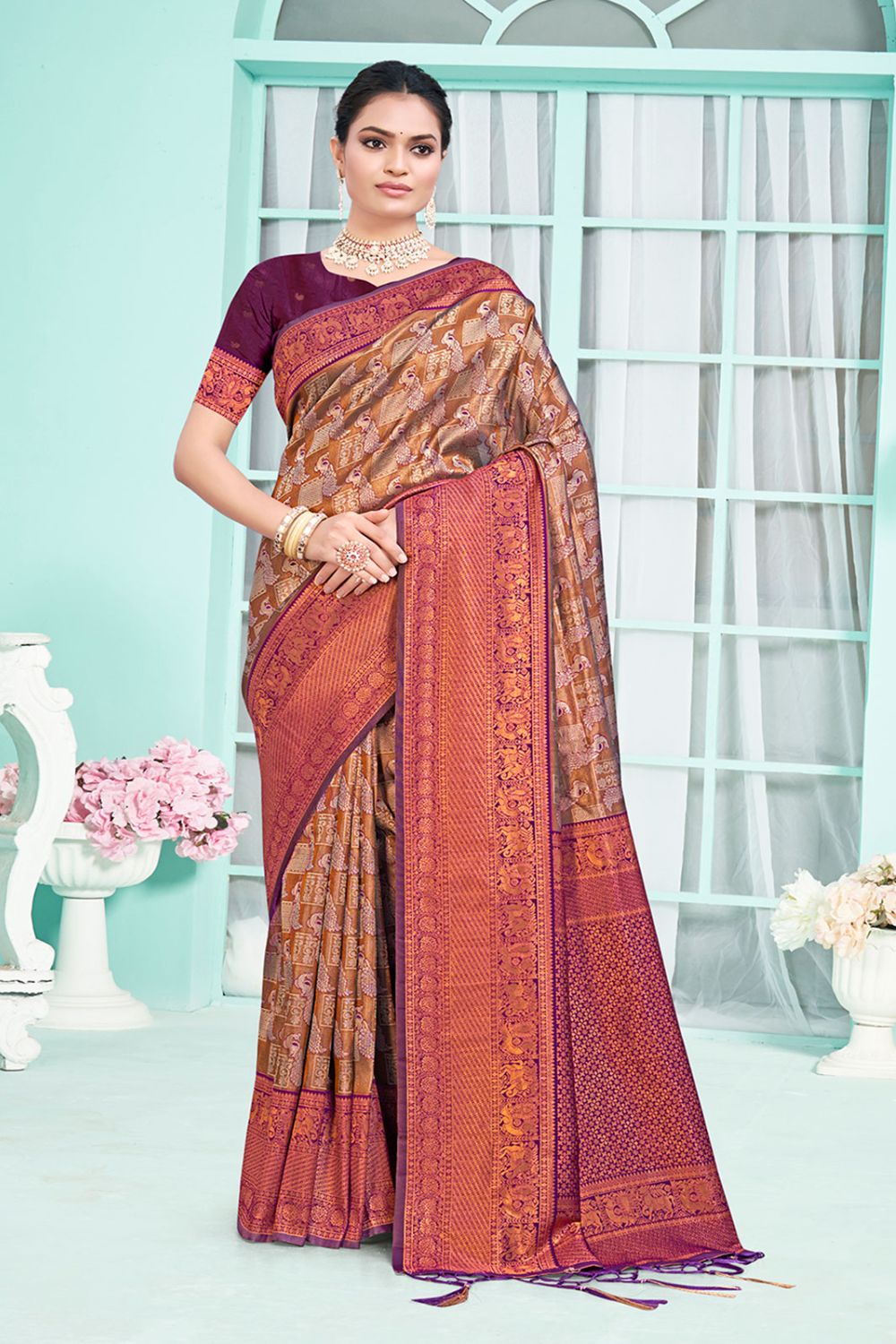 Purple Silk Zari Woven Saree