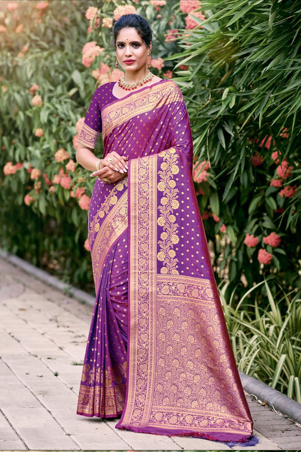 Purple Silk Zari Woven Saree