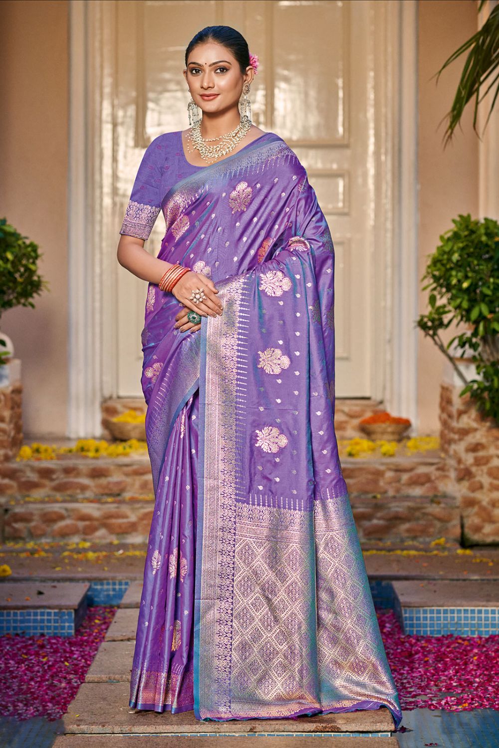 Purple Silk Zari Woven Saree