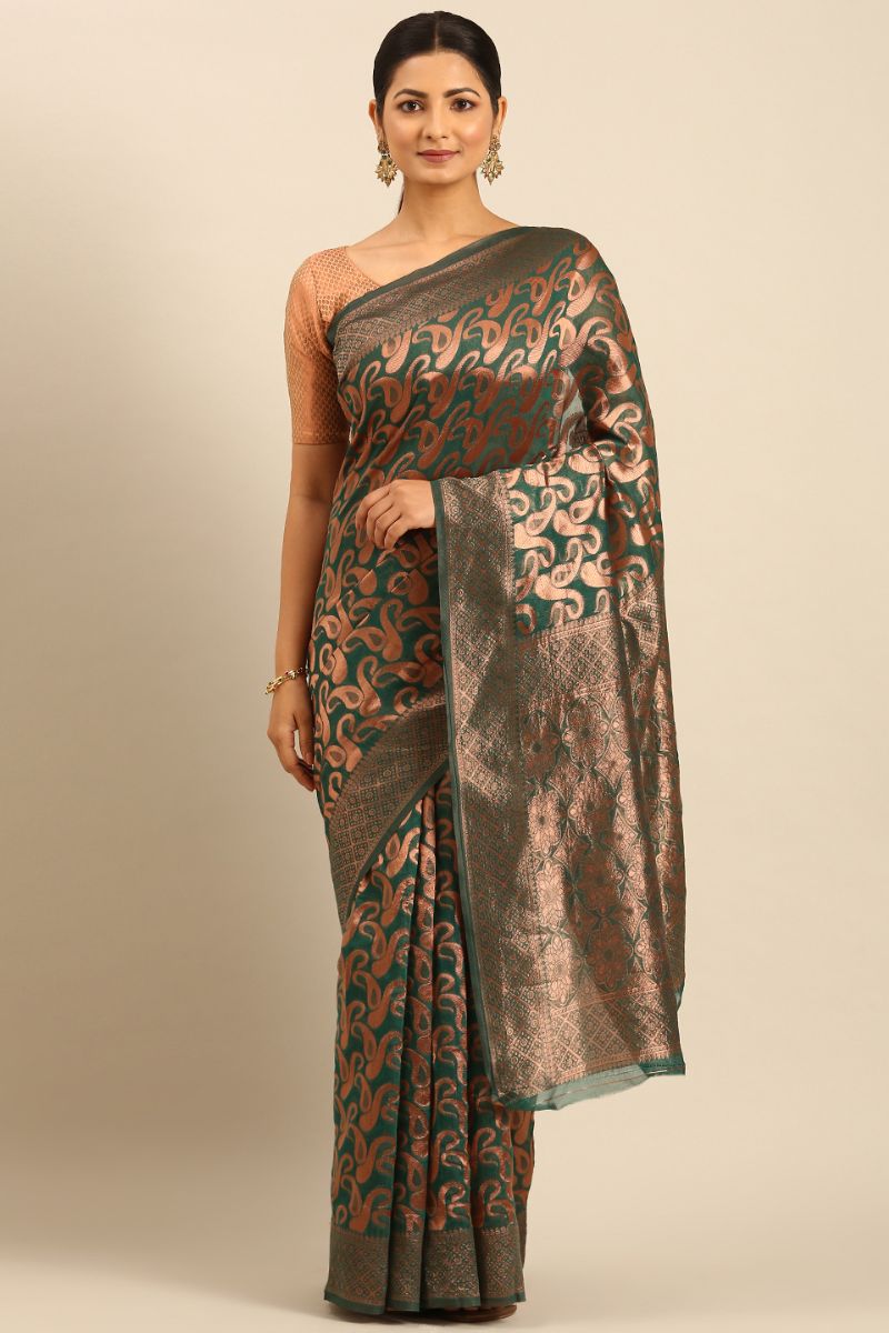 Rama Green Jacquard Work Cotton Saree