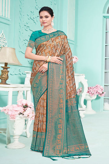 Rama Green Zari Weaving Work Silk Saree