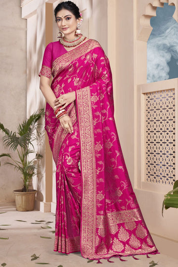 Rani Pink Weaving Work Silk Saree