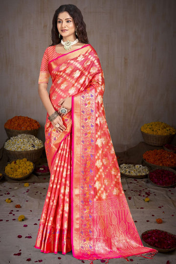 Red Woven Silk Saree for Ceremonial