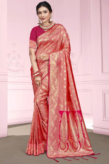 Red Woven Silk Saree for Festival