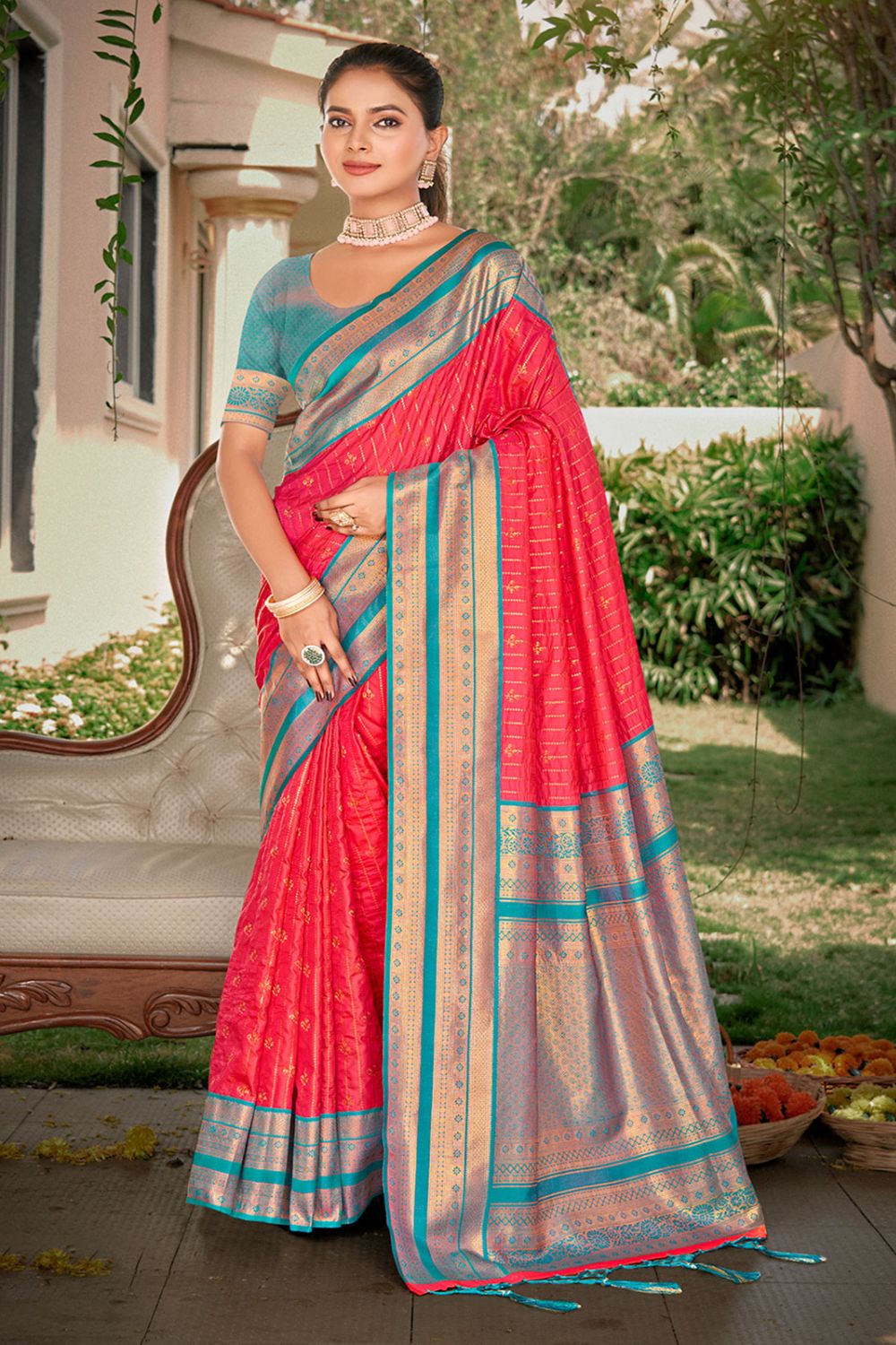 Red Silk Zari Woven Saree