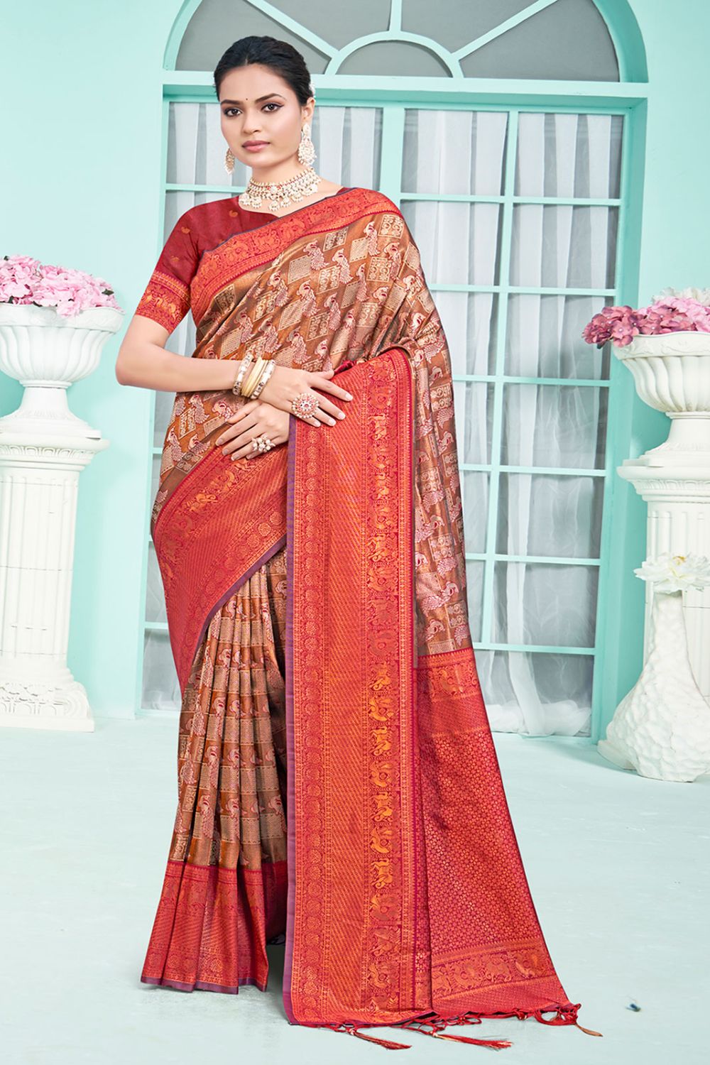 Red Silk Zari Woven Saree