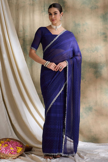 Royal Blue Art Silk Saree for Festival