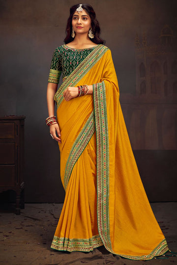 Sunny Yellow Silk Saree for Ceremonial