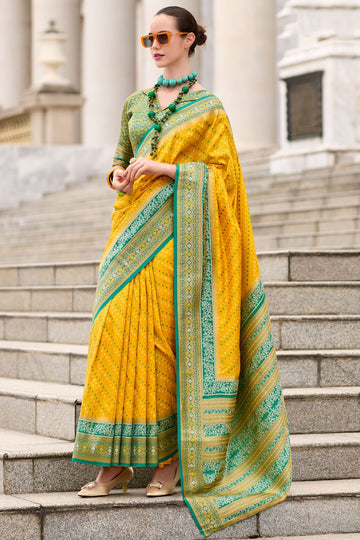 Sunny Yellow Banarasi Silk Weaving Work Saree