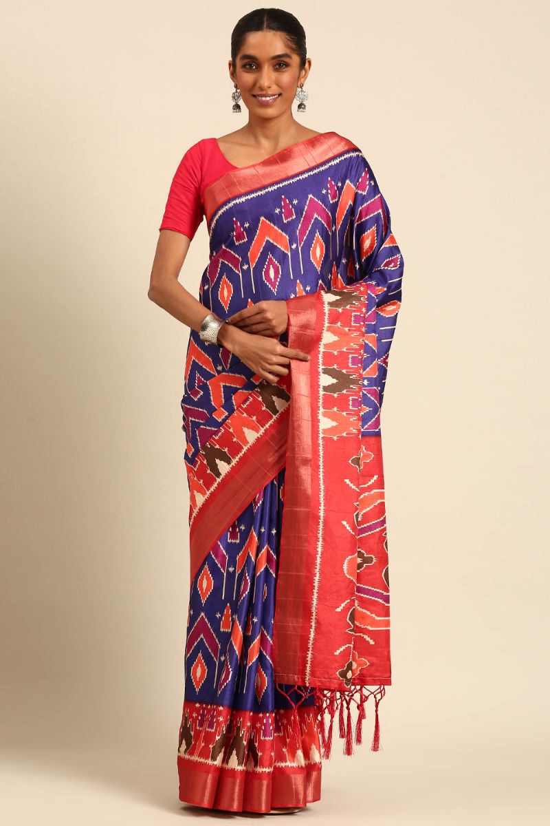 Violet Cotton Digital Print Saree