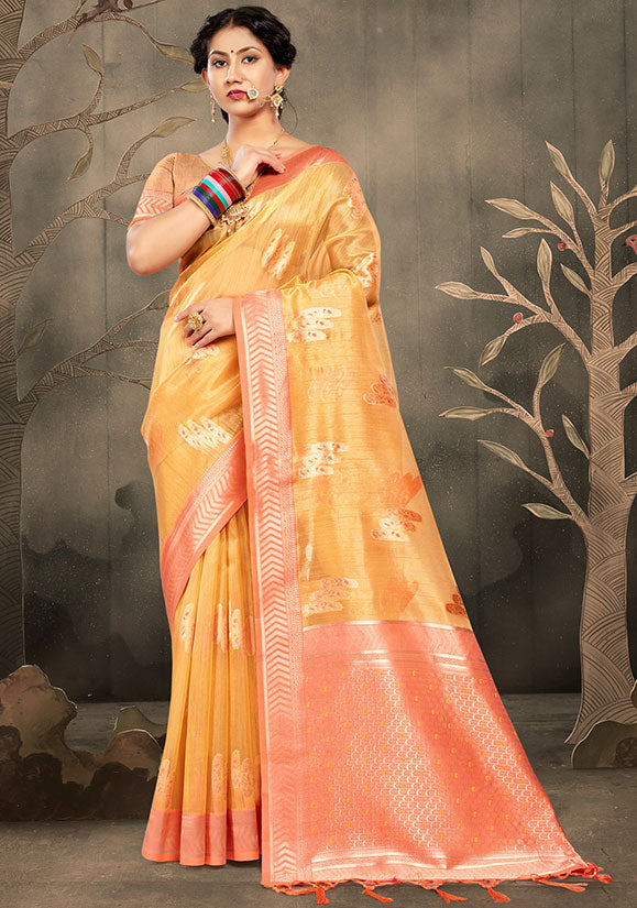 Yellow Weaving Kota Cotton Saree